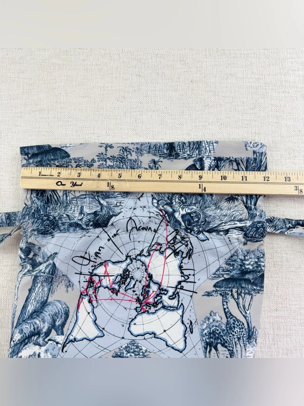 Dior Around the world make up pouch drawstring in blue
